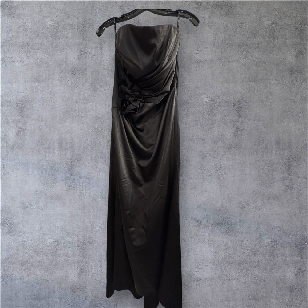 Jessica McClintock. Elegant Black Strapless Evening Dress